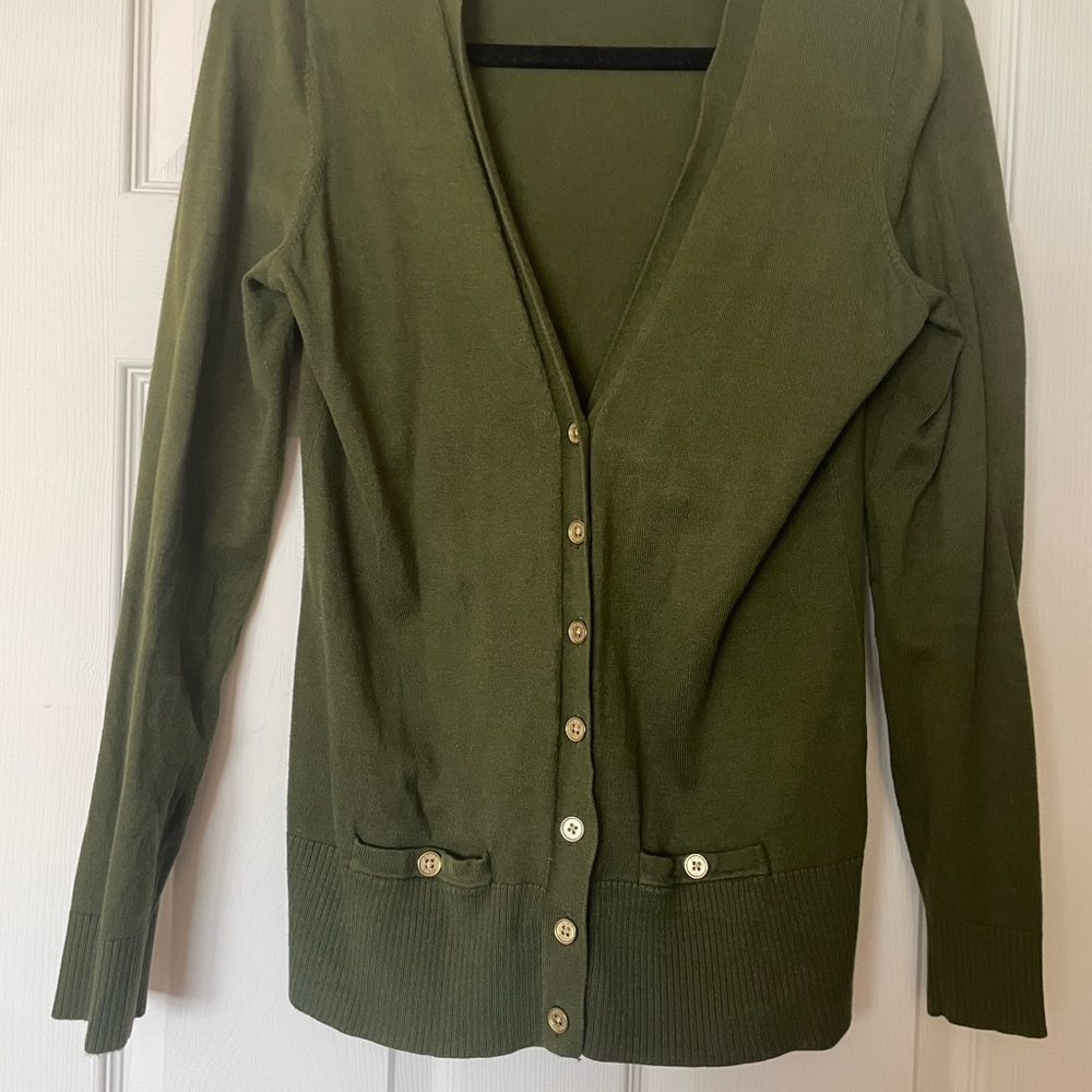 Olive Green Cardigan Sweater
